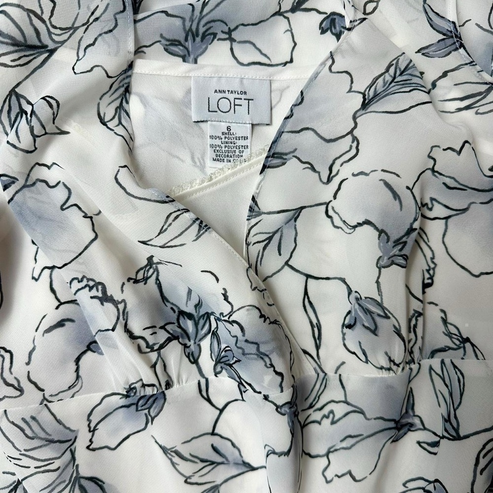 Ann Taylor LOFT sheer white chiffon floral empire waist tank top layered cami 6 - Picture 5 of 8